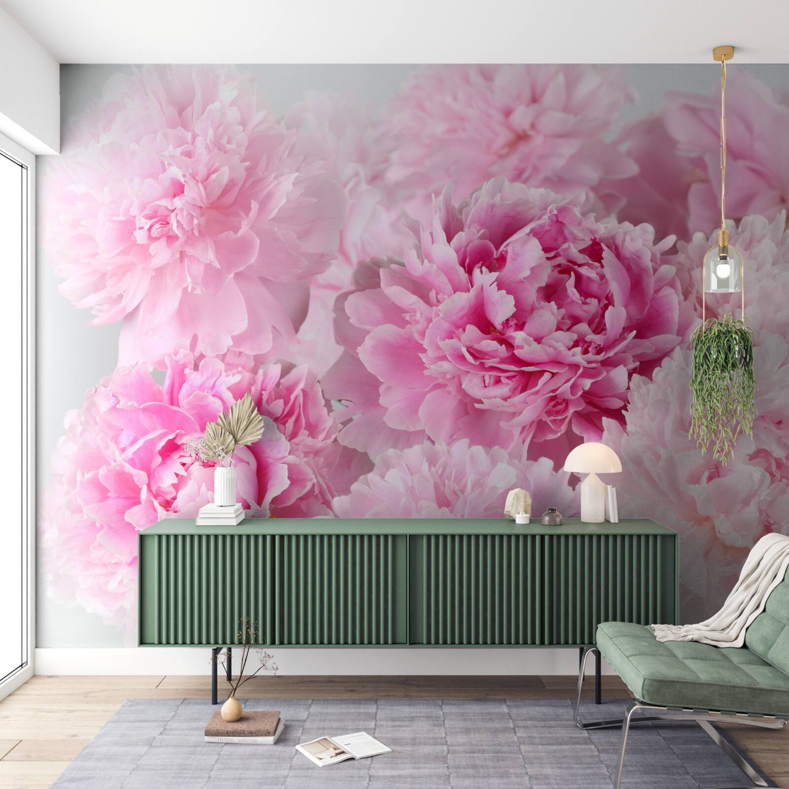 Papier peint belles pivoines dans les tons roses