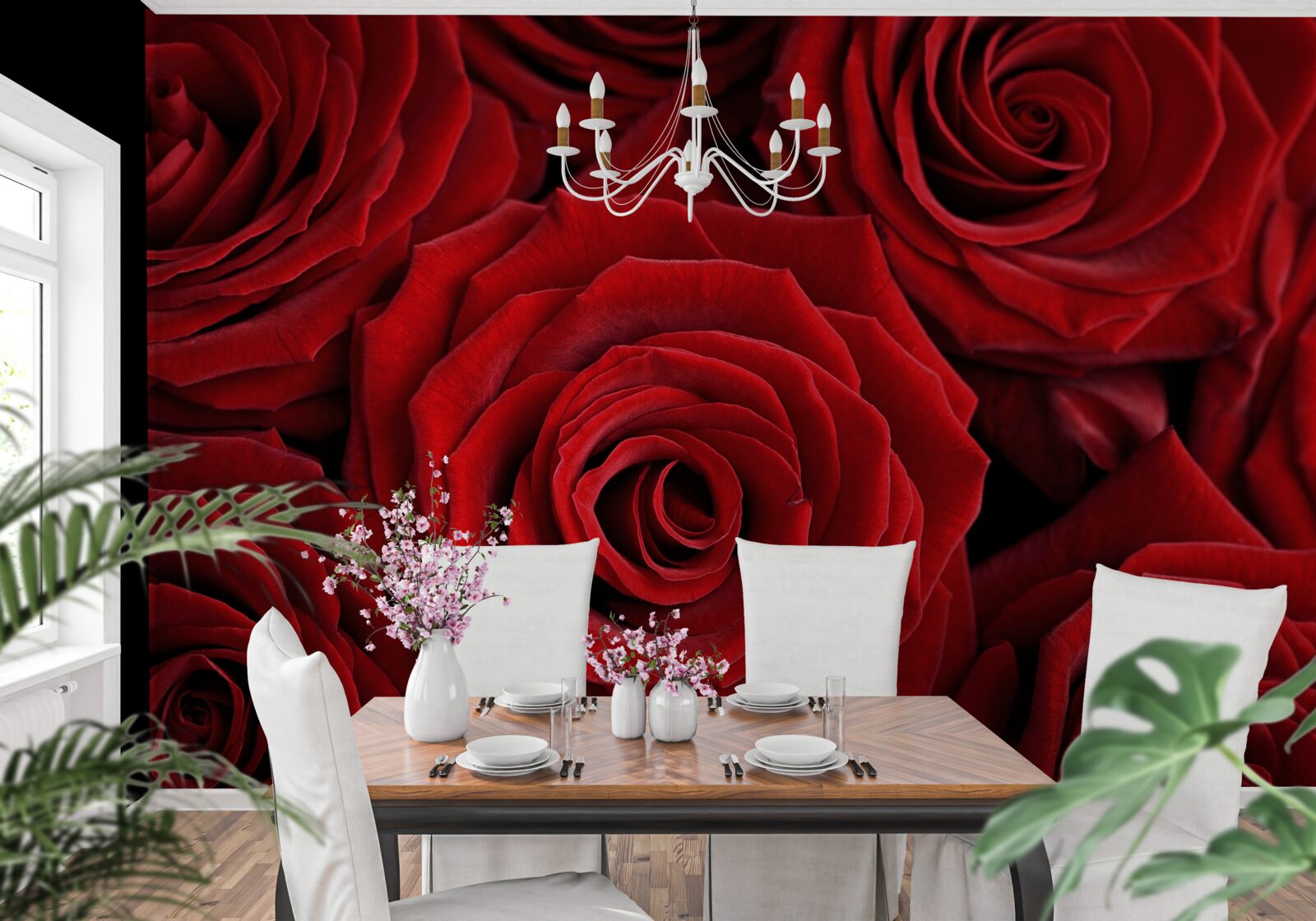Papier peint résumé des roses rouges traditionnelles