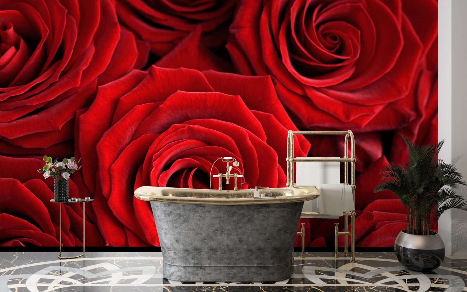 Papier peint résumé des roses rouges traditionnelles