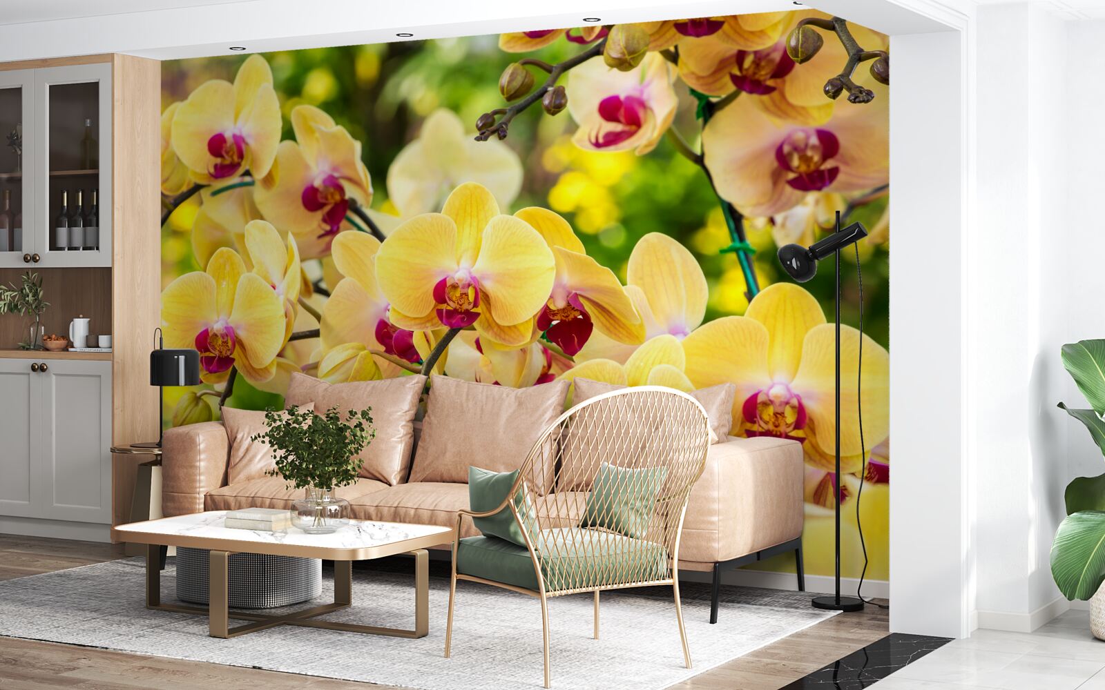 Papier peint Orchidées jaunes dans le jardin d'été