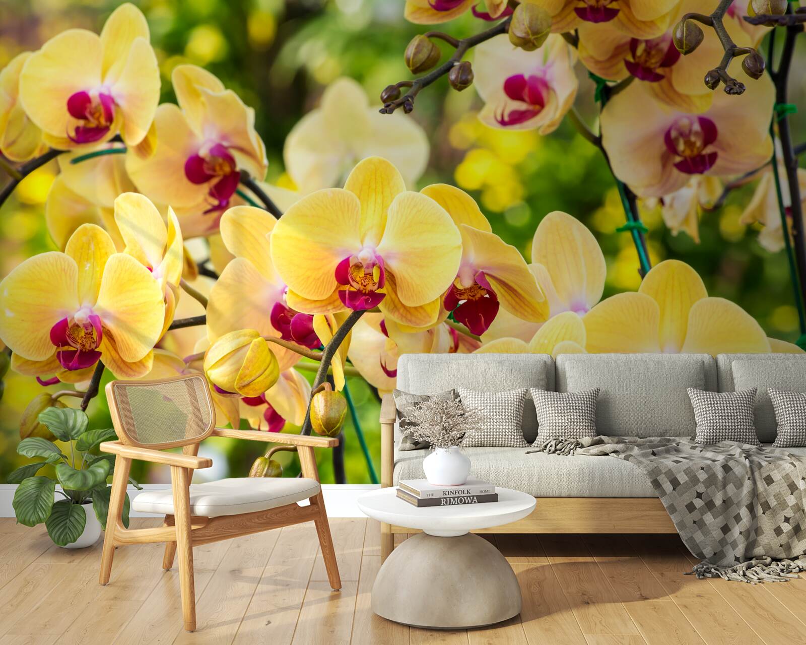 Papier peint Orchidées jaunes dans le jardin d'été