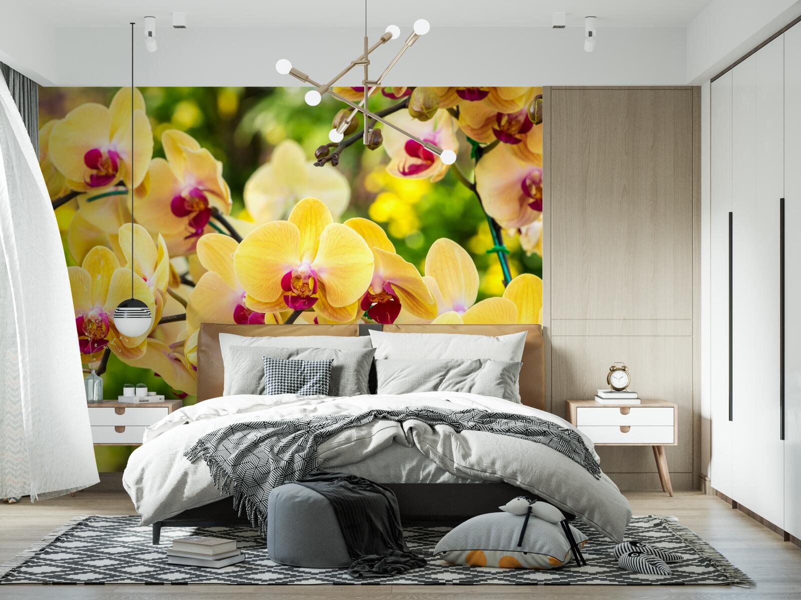 Papier peint Orchidées jaunes dans le jardin d'été