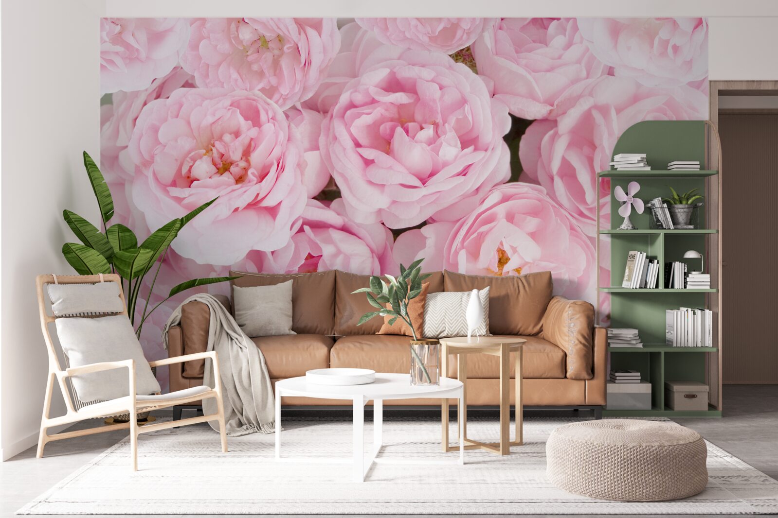 Papier peint rose thé avec une teinte rose délicate