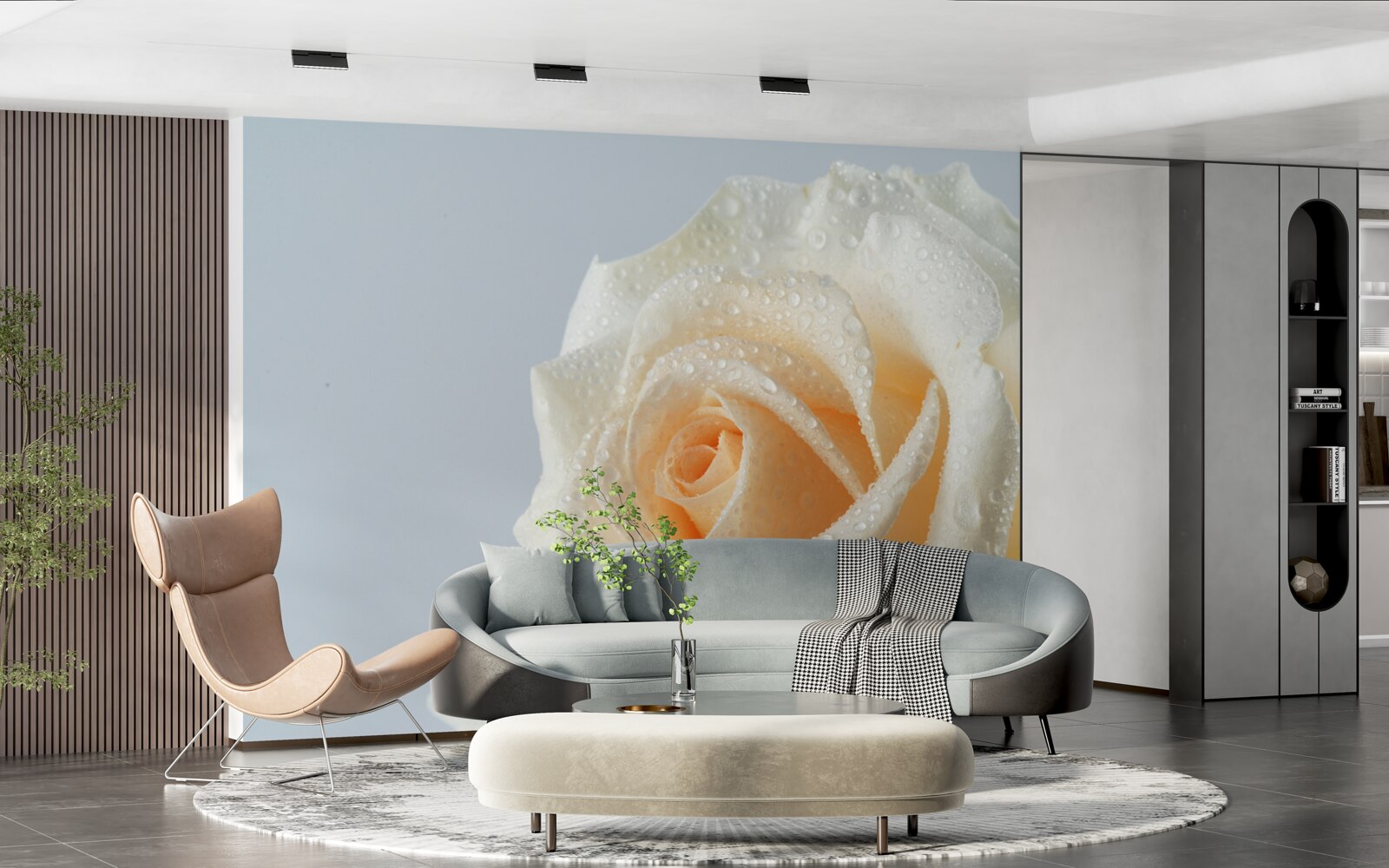 Papier peint la rose est humide et crémeuse