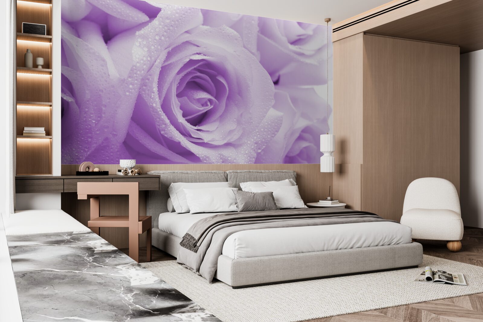 Papier peint les boutons de rose sont lilas pâle