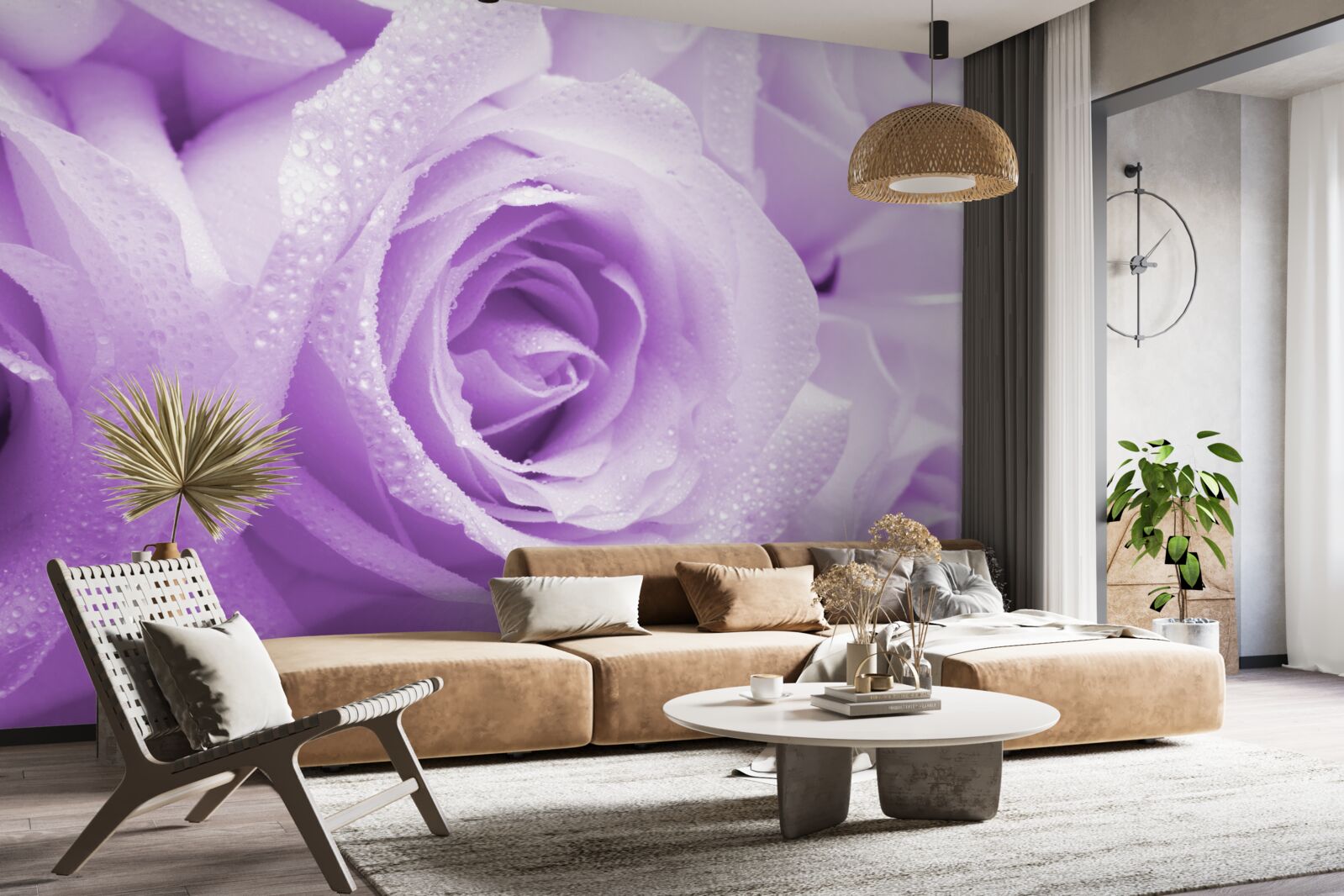Papier peint les boutons de rose sont lilas pâle