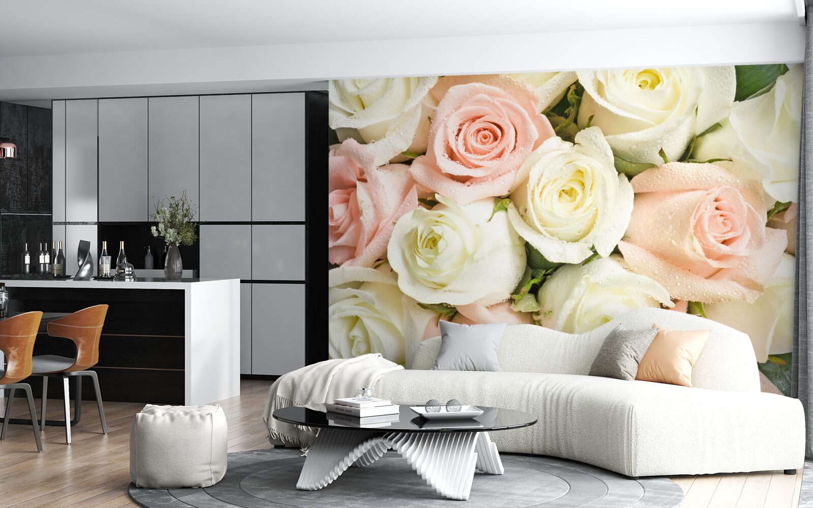 Papier peint les boutons minces et légers de la rose de la mariée