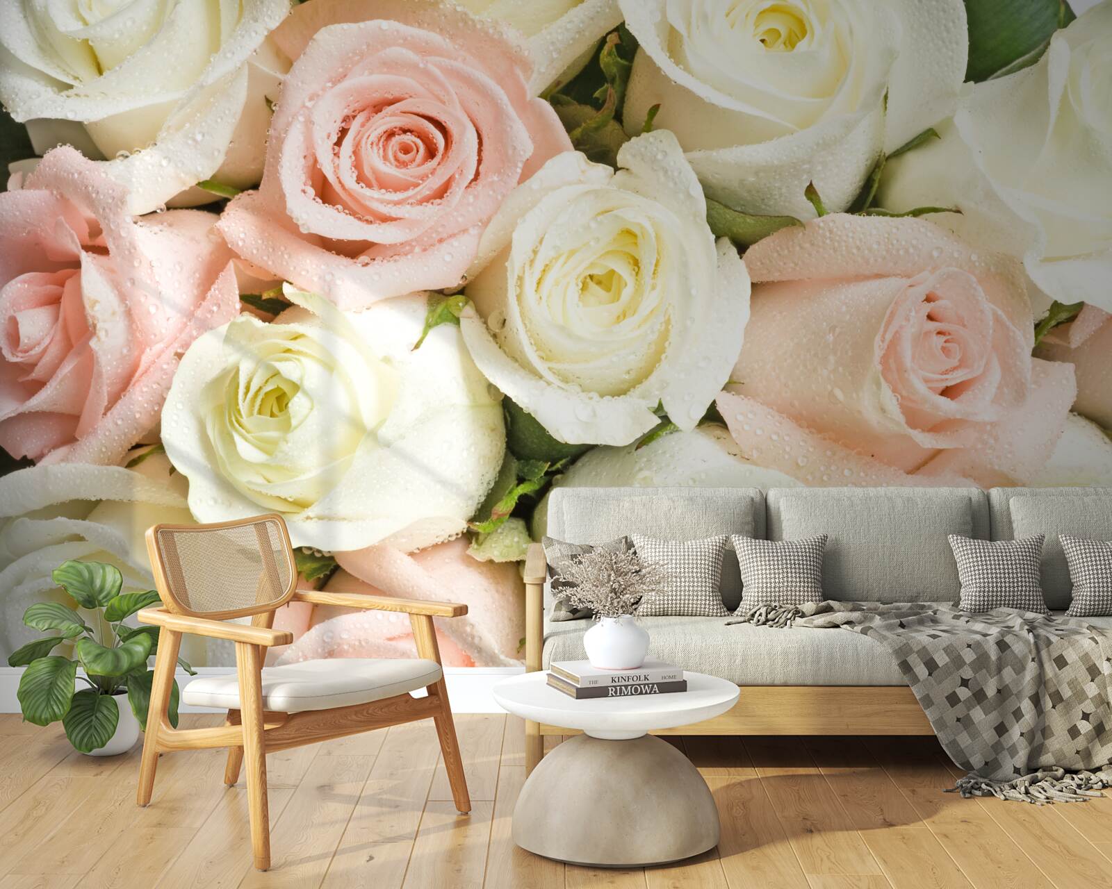 Papier peint les boutons minces et légers de la rose de la mariée