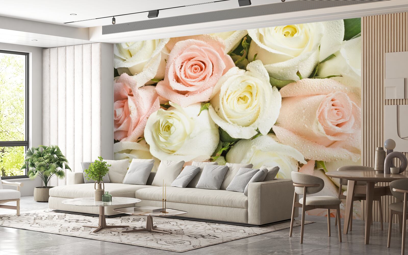 Papier peint les boutons minces et légers de la rose de la mariée