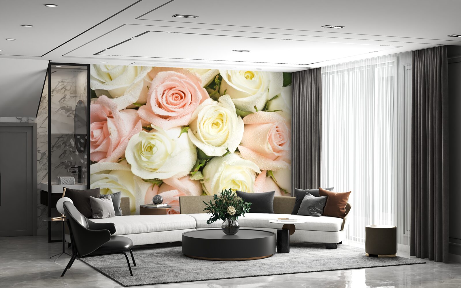 Papier peint les boutons minces et légers de la rose de la mariée