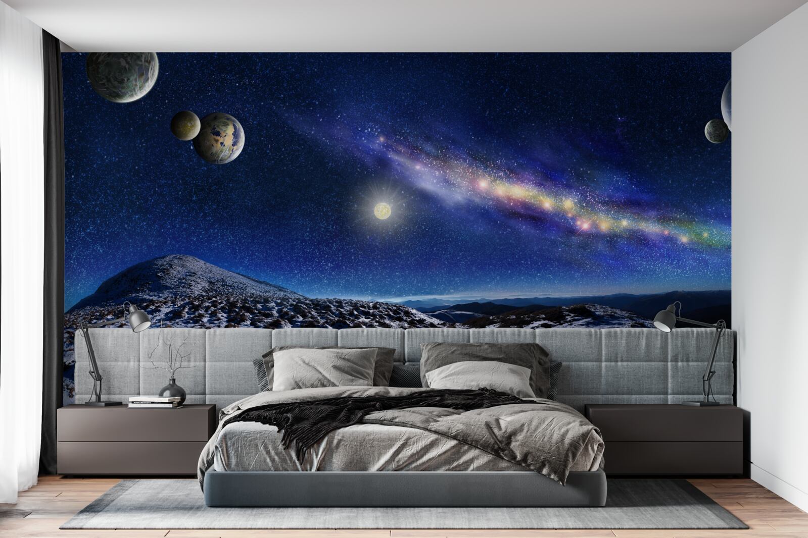 Papier peint l'espace extra-atmosphérique avec de multiples planètes