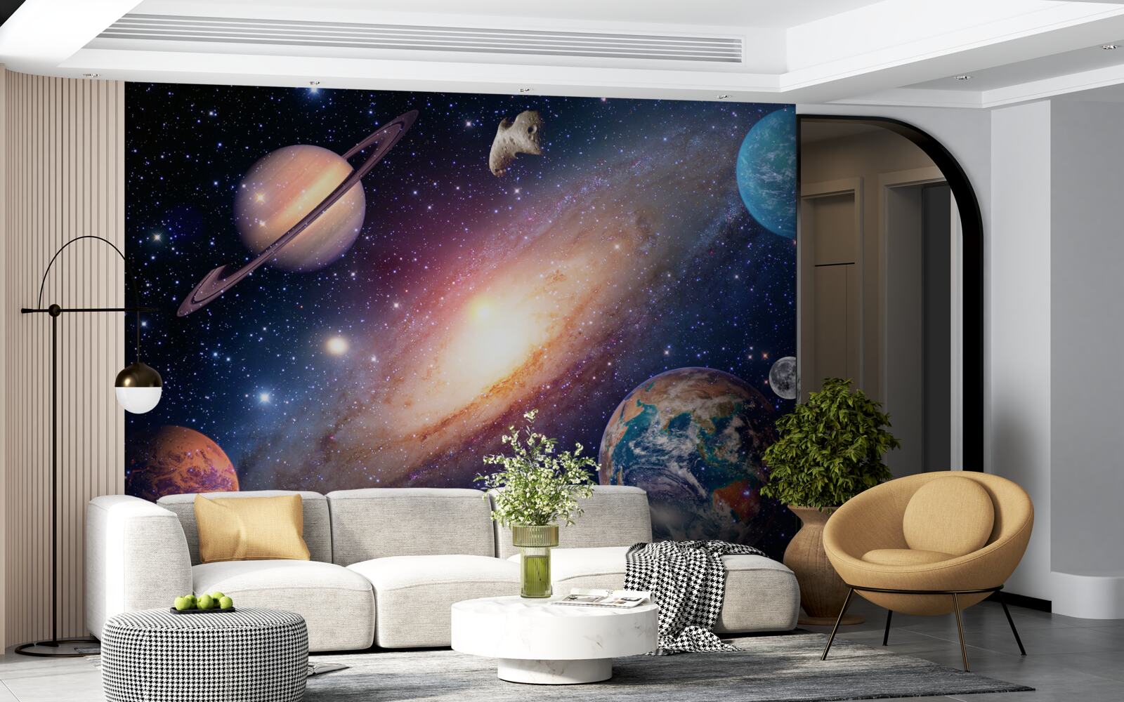 Papier peint planètes, dont la Terre, dans notre galaxie
