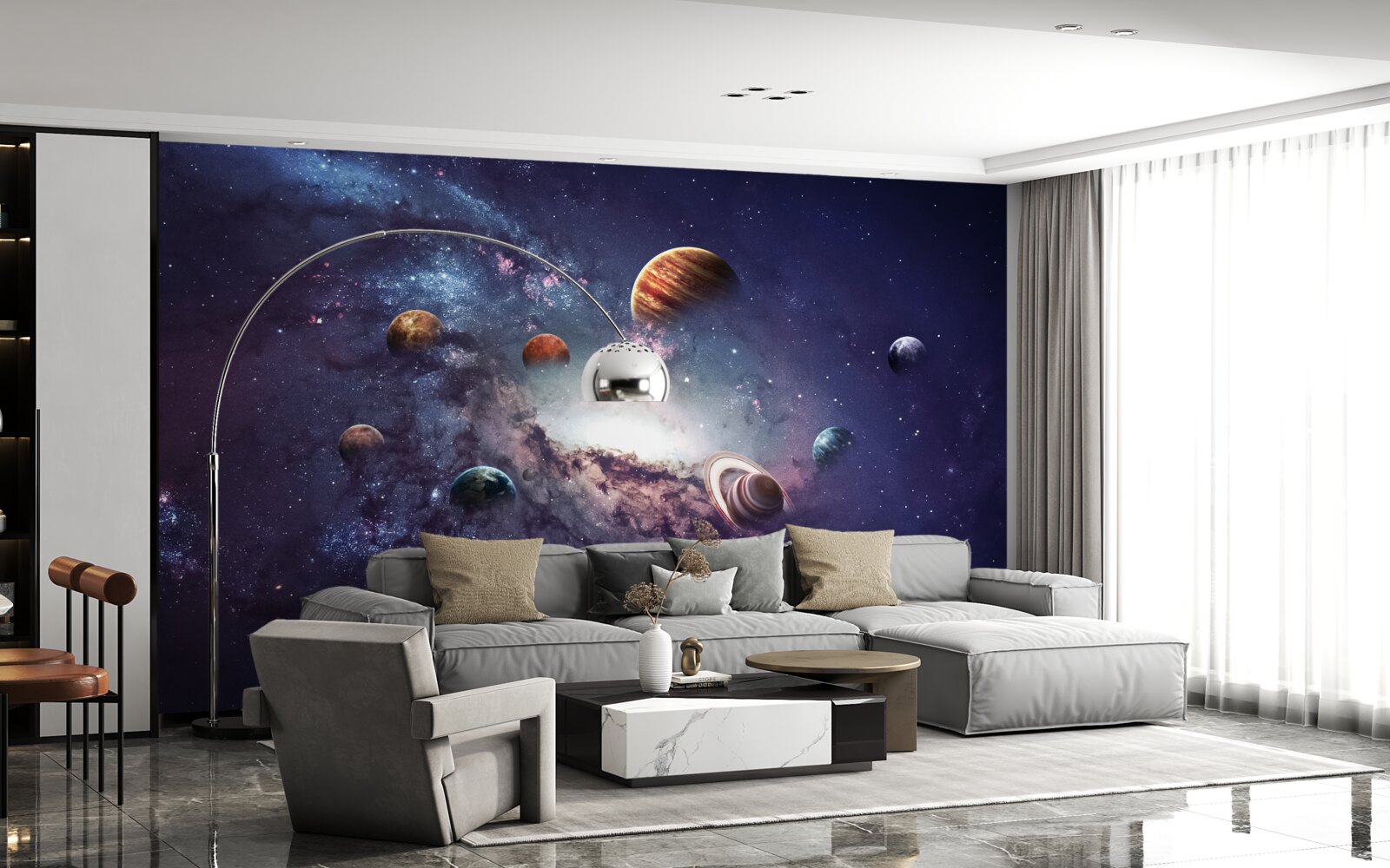 Papier peint la taille des planètes dans la galaxie
