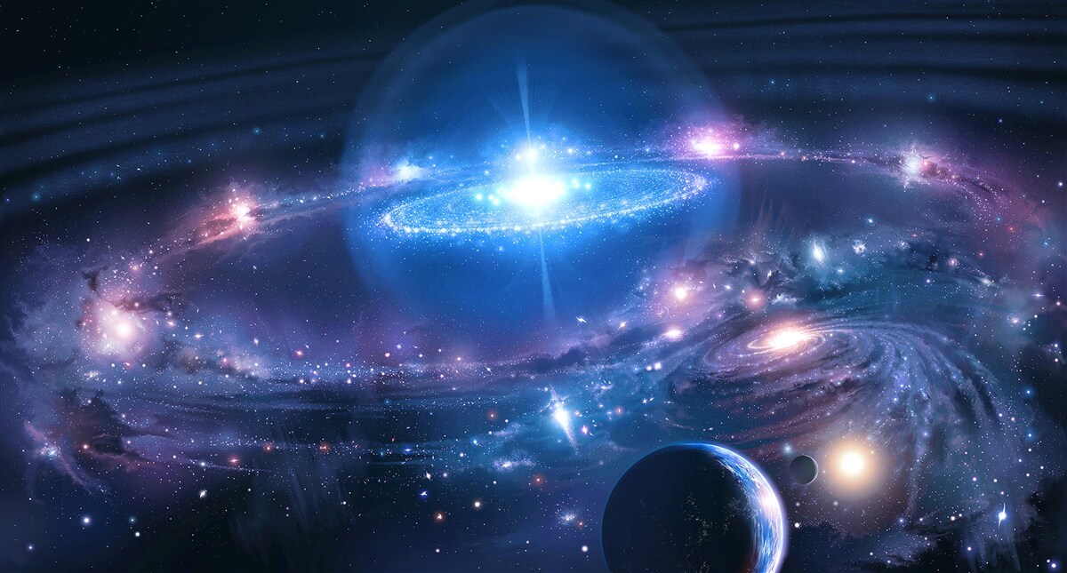 Papier peint position des galaxies dans l'espace les unes par rapport aux autres