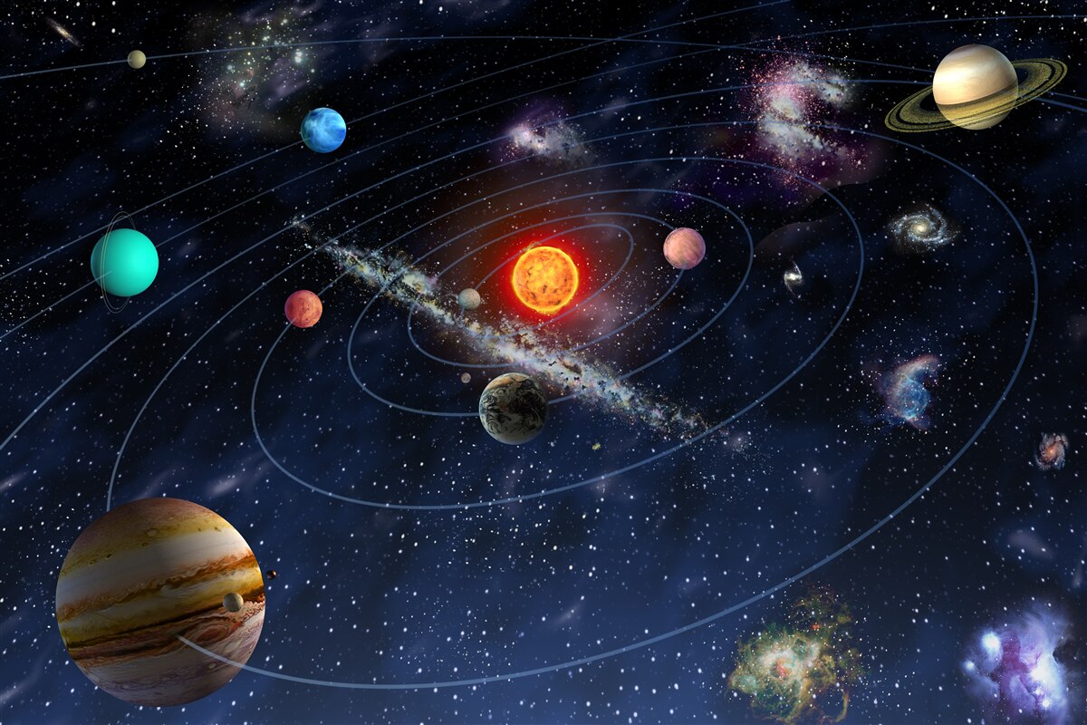 Papier peint Trajectoire des planètes de l'espace galactique