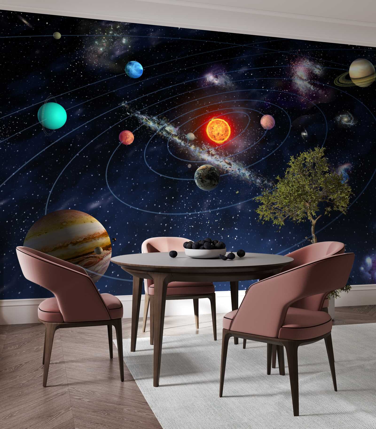 Papier peint Trajectoire des planètes de l'espace galactique