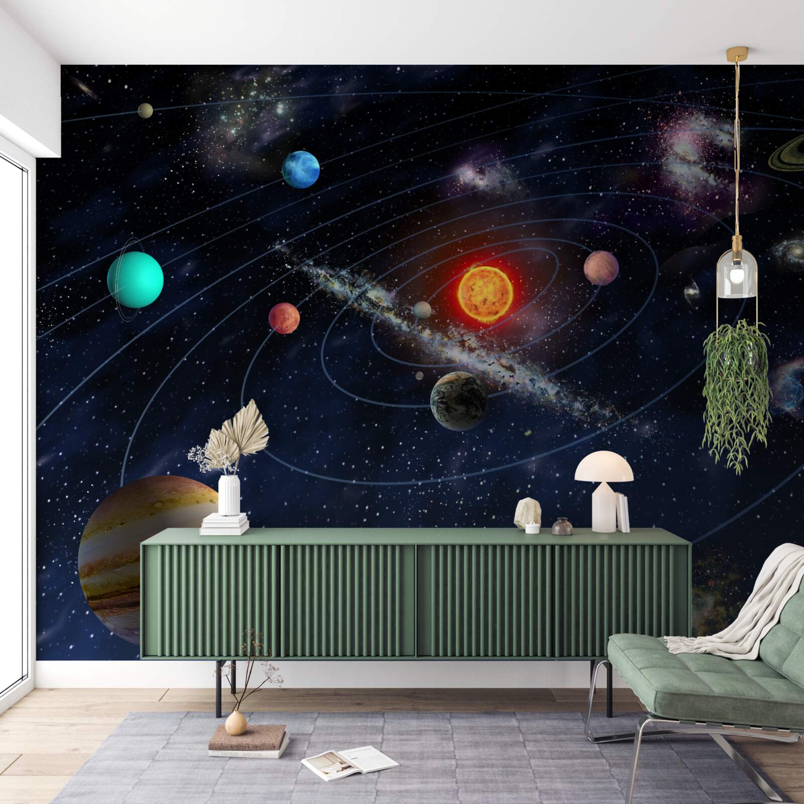 Papier peint Trajectoire des planètes de l'espace galactique