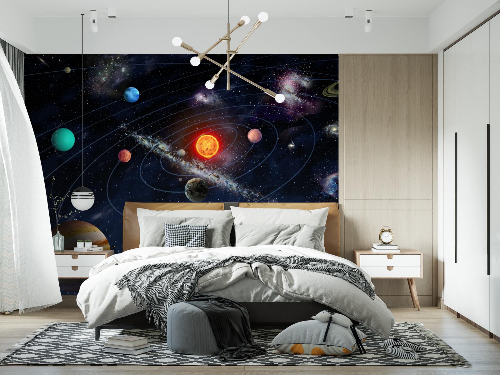 Papier peint Trajectoire des planètes de l'espace galactique