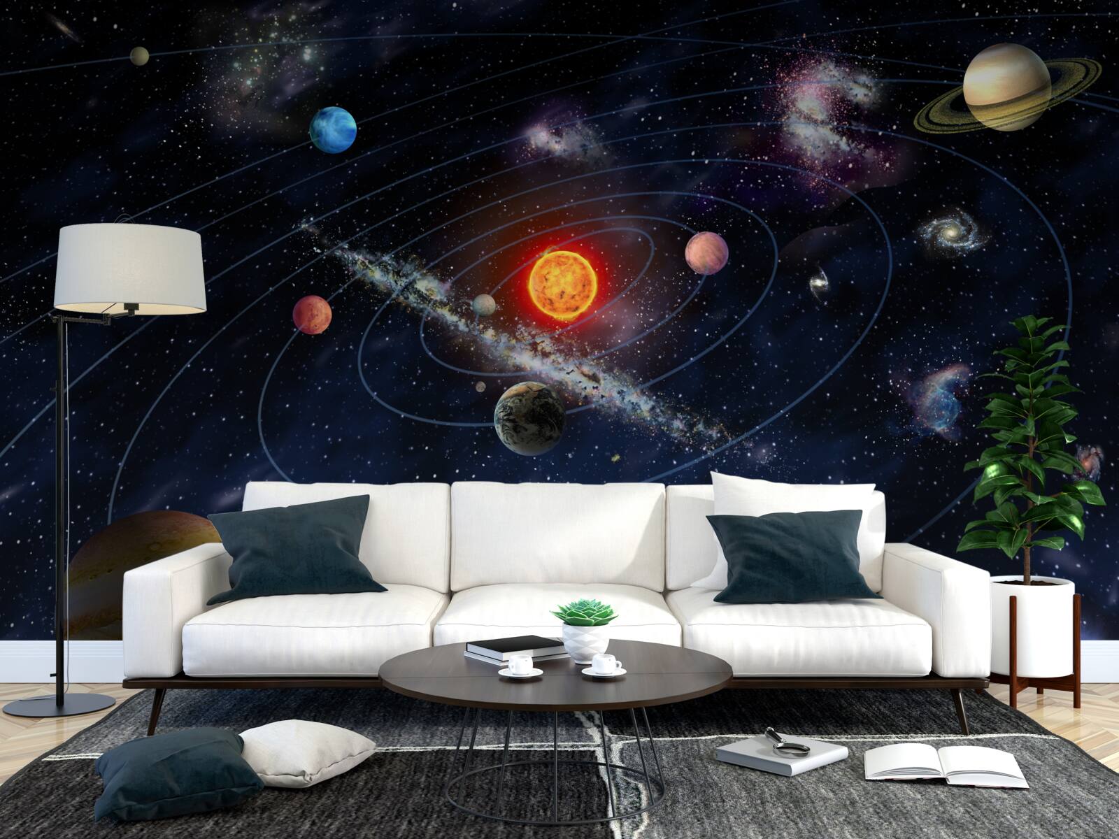 Papier peint Trajectoire des planètes de l'espace galactique