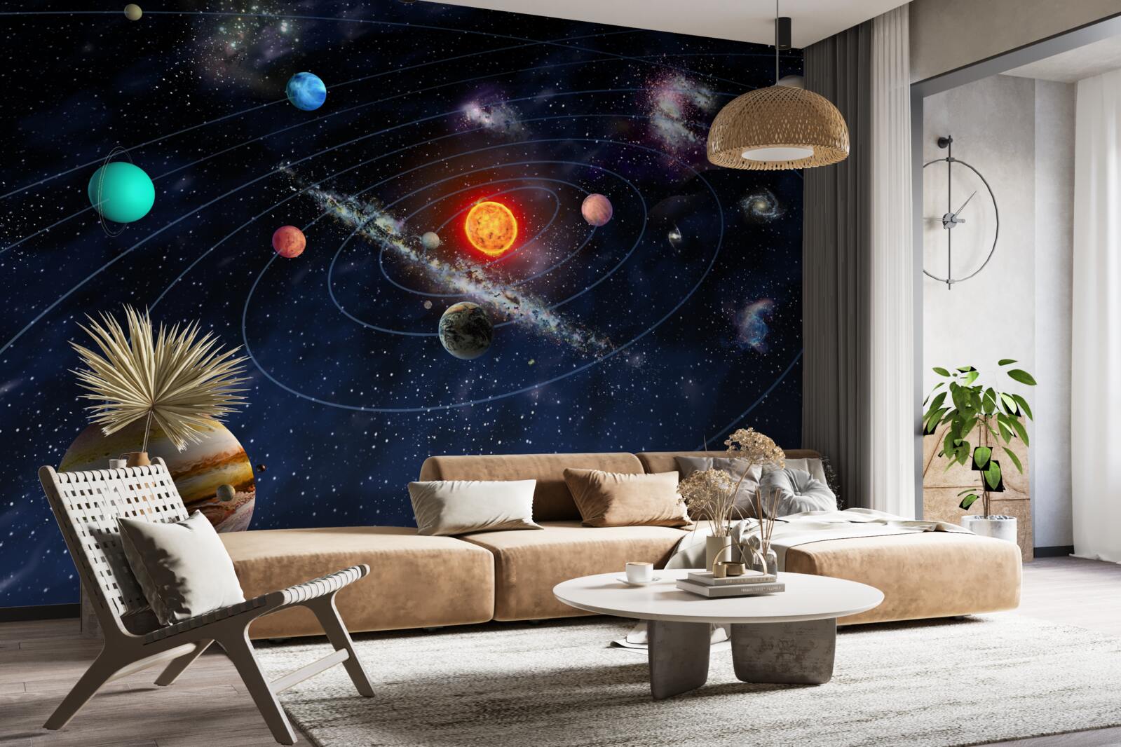 Papier peint Trajectoire des planètes de l'espace galactique