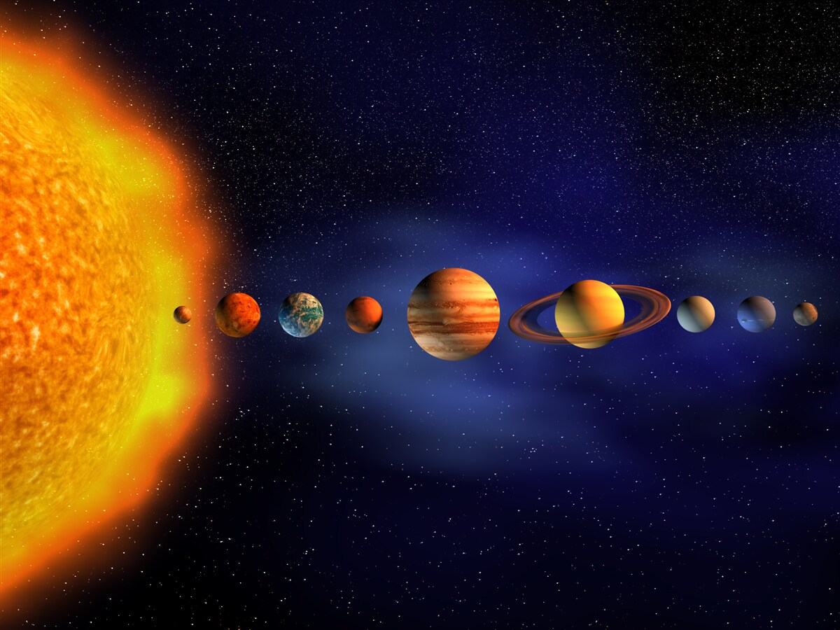 Papier peint le soleil et les planètes de notre galaxie