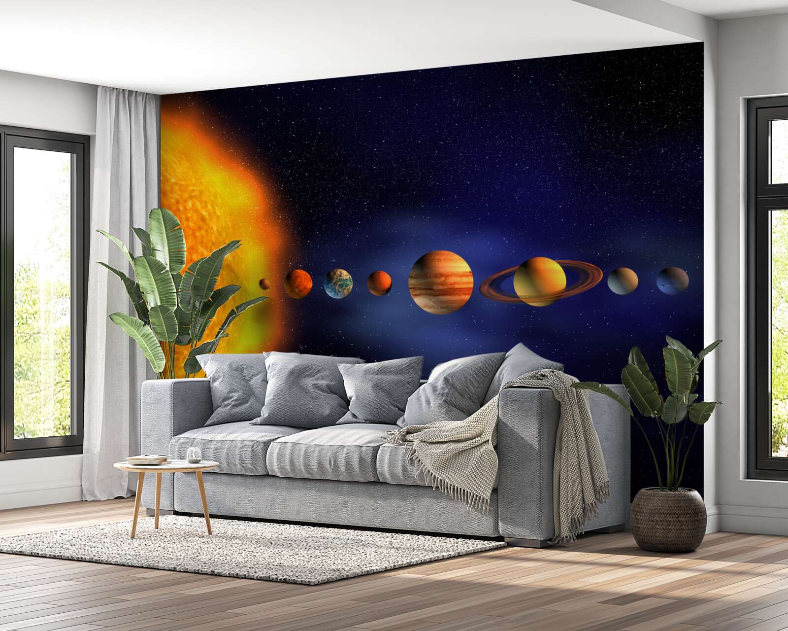 Papier peint le soleil et les planètes de notre galaxie