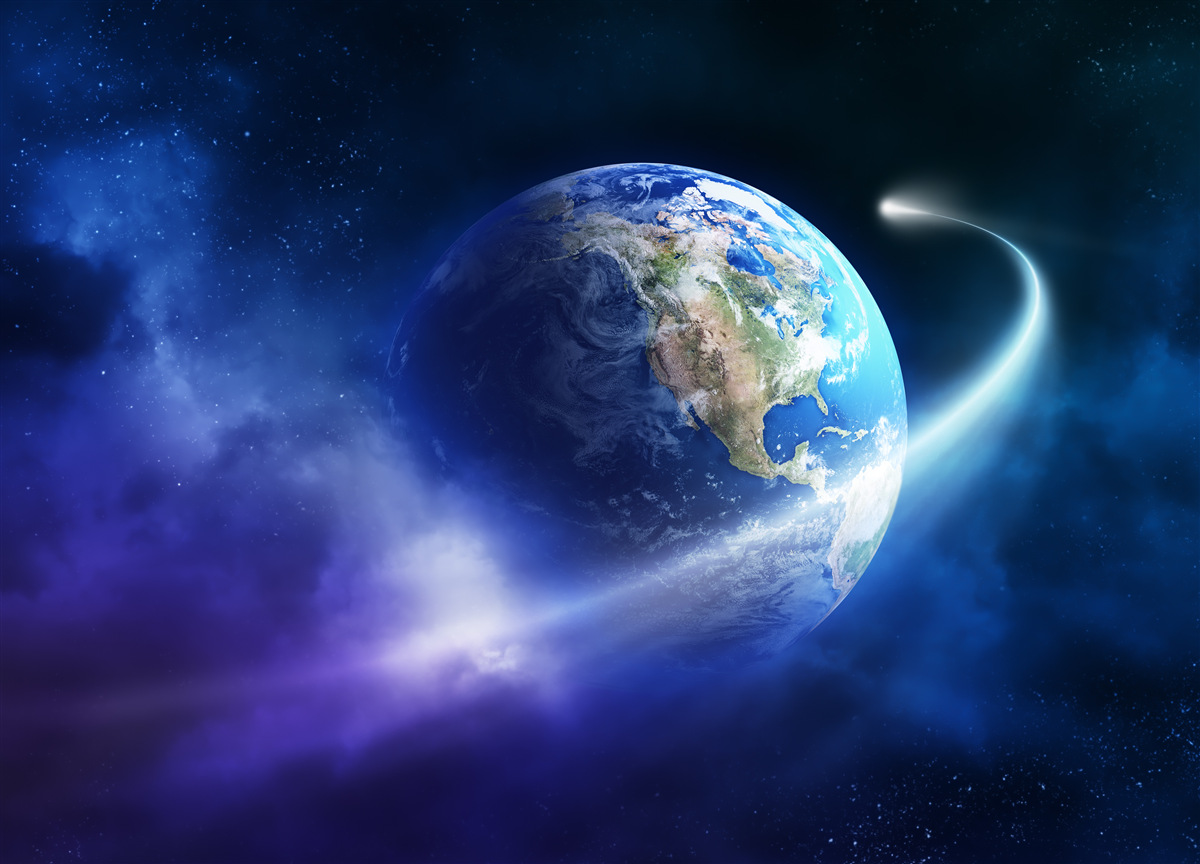Papier peint la terre dans l'espace infini de l'univers