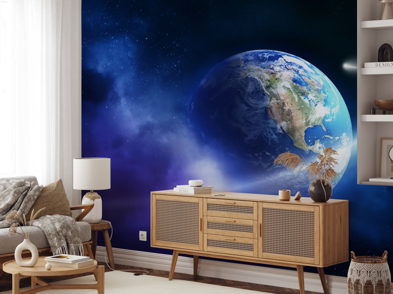 Papier peint la terre dans l'espace infini de l'univers