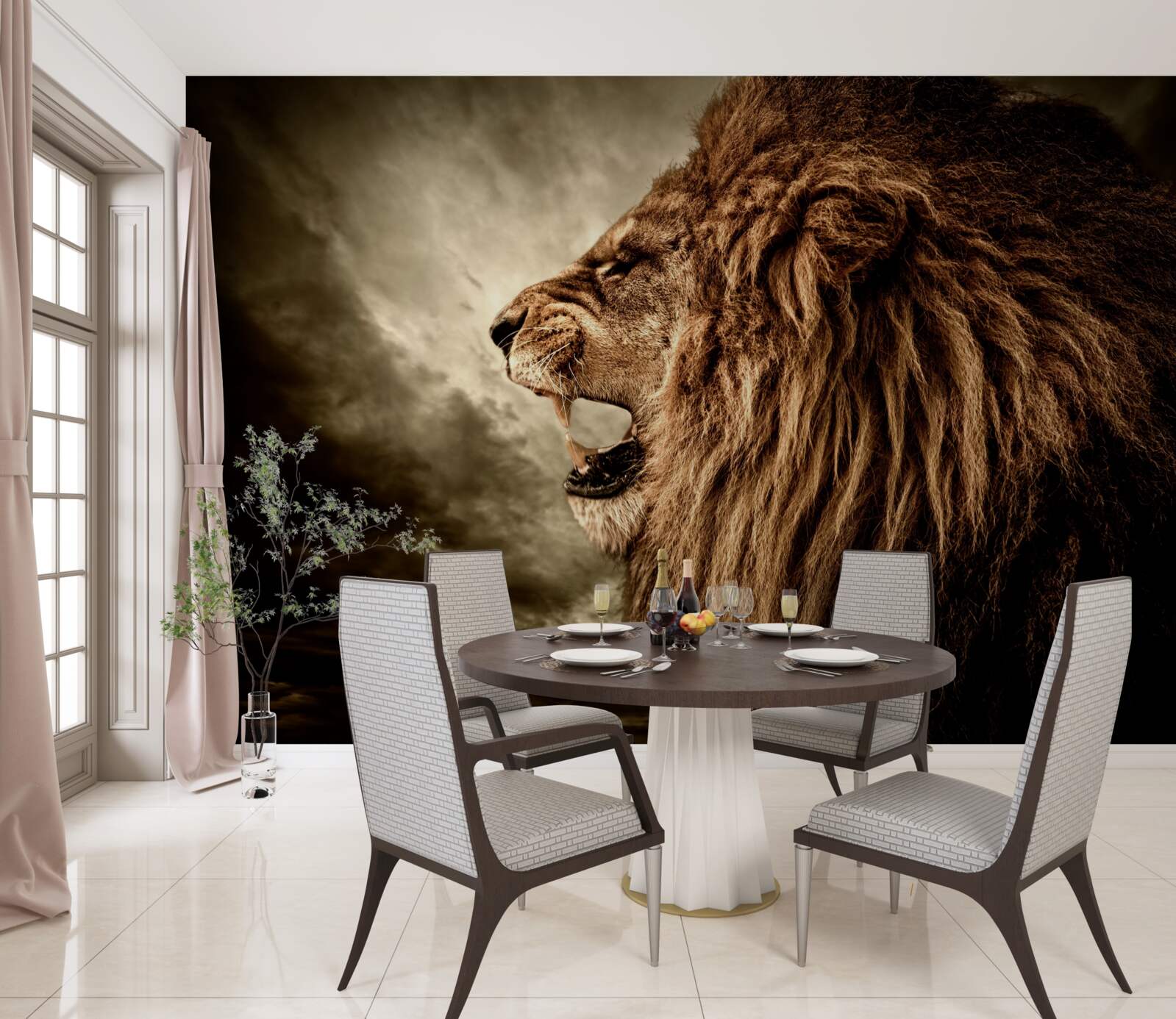 Papier peint le tonnerre sinistre du rugissement d'un lion