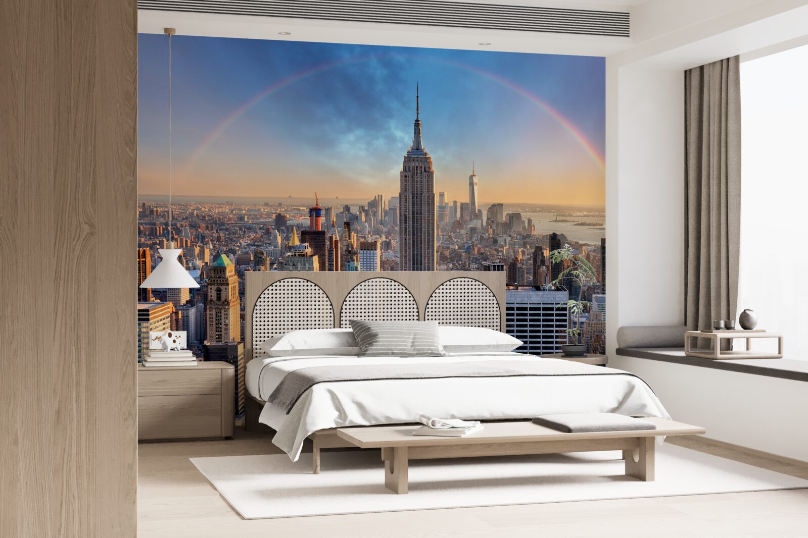 Papier peint new york sous l'arc-en-ciel