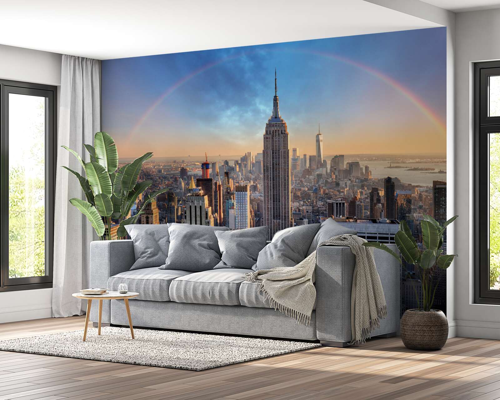 Papier peint new york sous l'arc-en-ciel