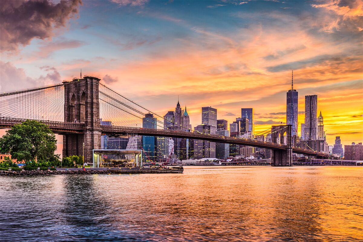 Papier peint Aube sur le pont de Brooklyn