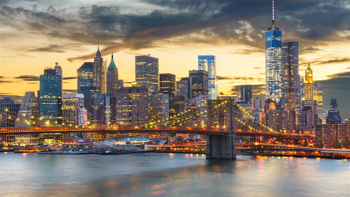 Papier peint l'horizon de new york la nuit