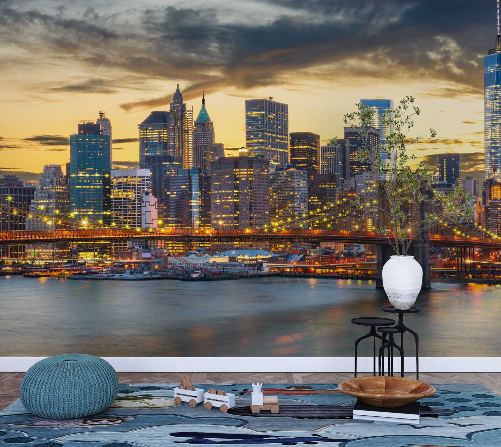 Papier peint l'horizon de new york la nuit