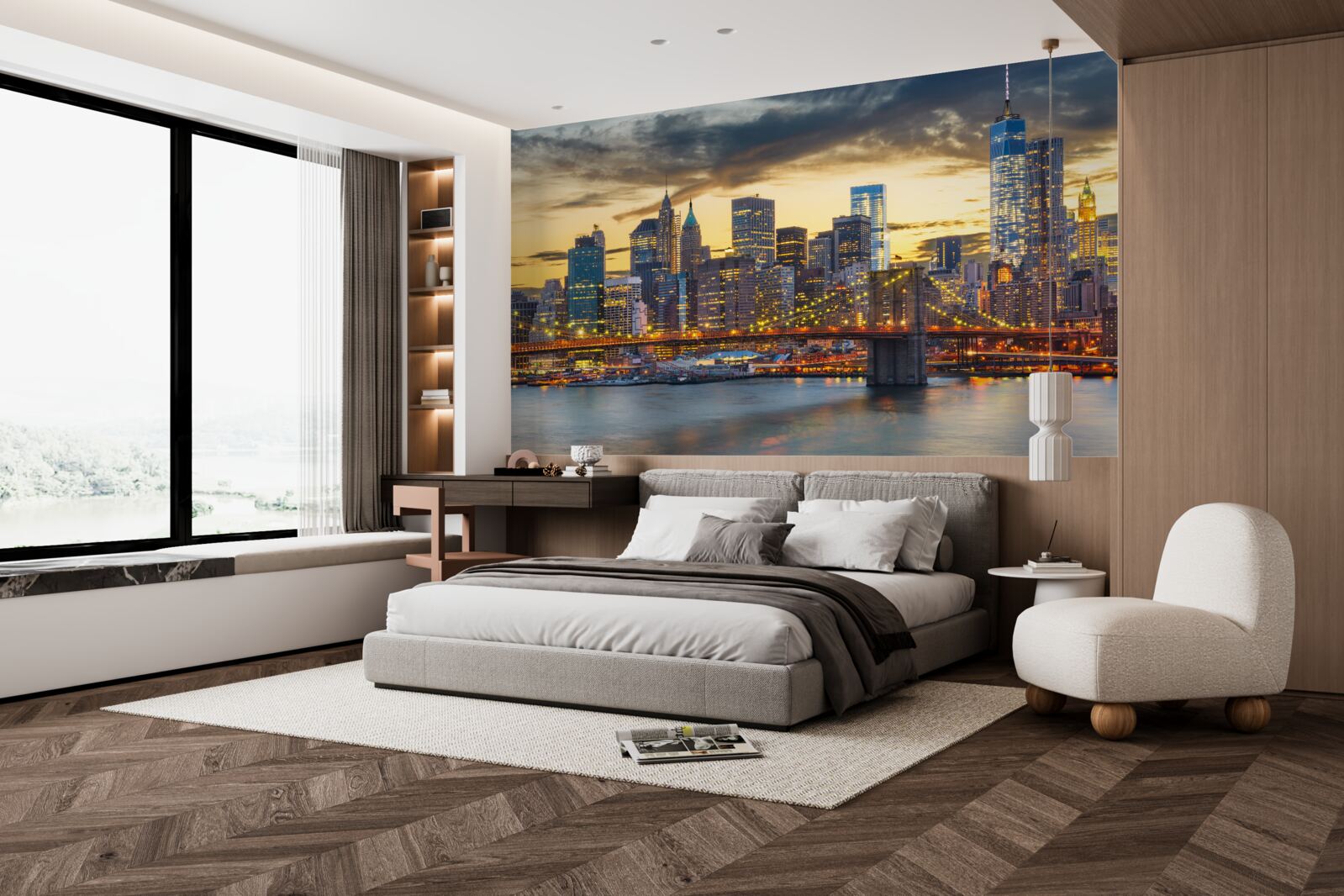 Papier peint l'horizon de new york la nuit
