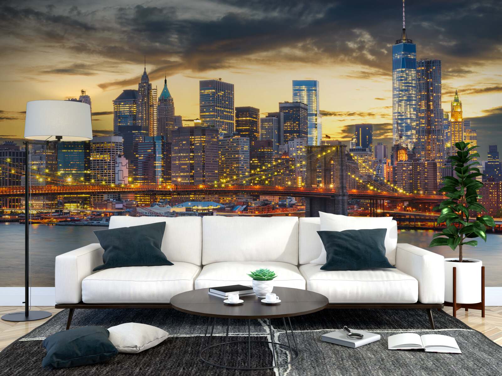 Papier peint l'horizon de new york la nuit