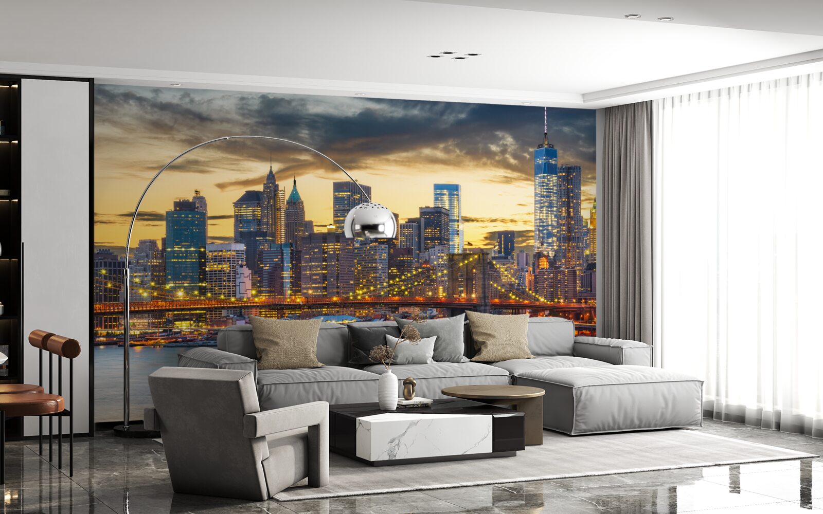 Papier peint l'horizon de new york la nuit