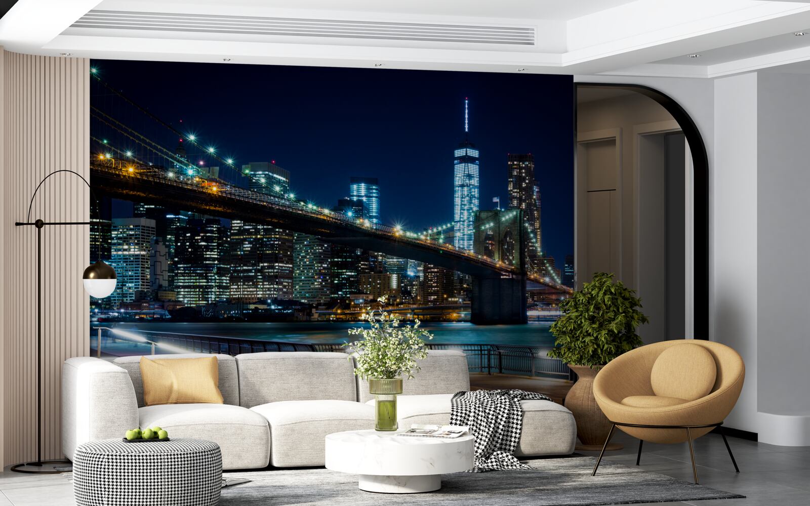 Papier peint pont de new york : zones de connexion de nuit