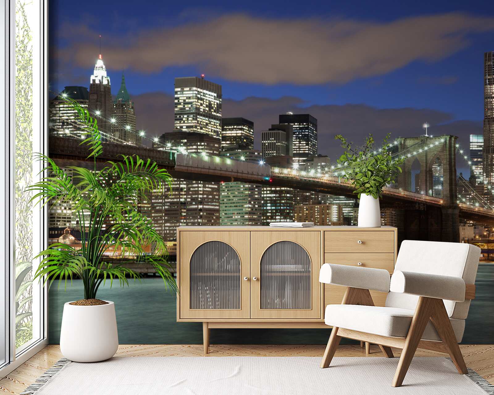 Papier peint le pont de brooklyn est baigné de lumière