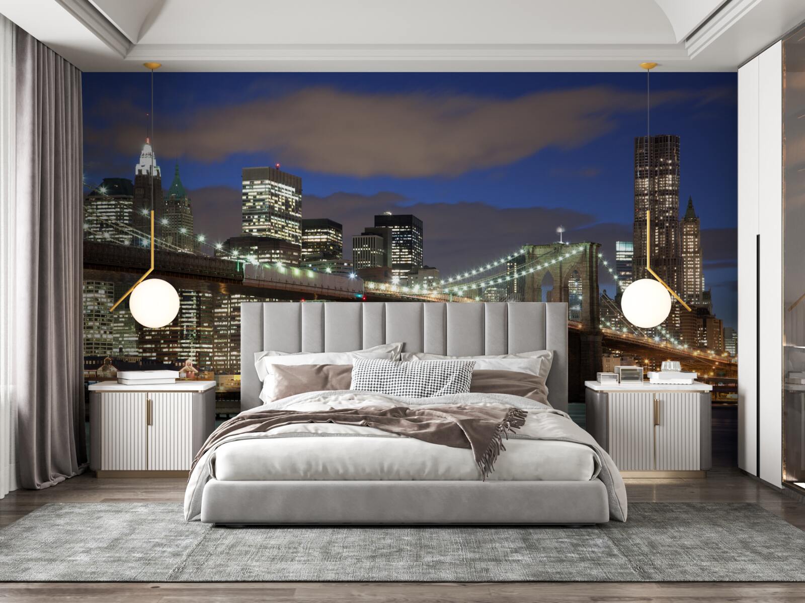 Papier peint le pont de brooklyn est baigné de lumière