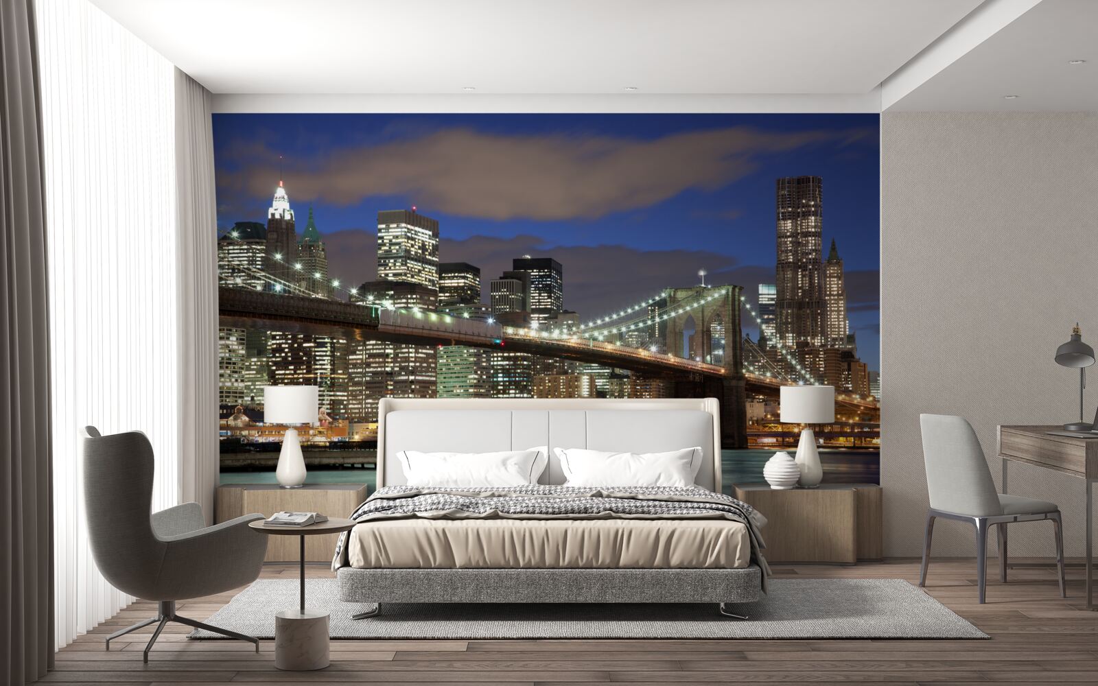 Papier peint le pont de brooklyn est baigné de lumière