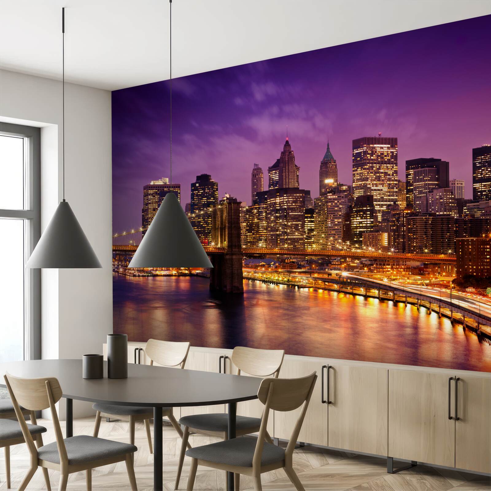 Papier peint l'horizon de new york la nuit