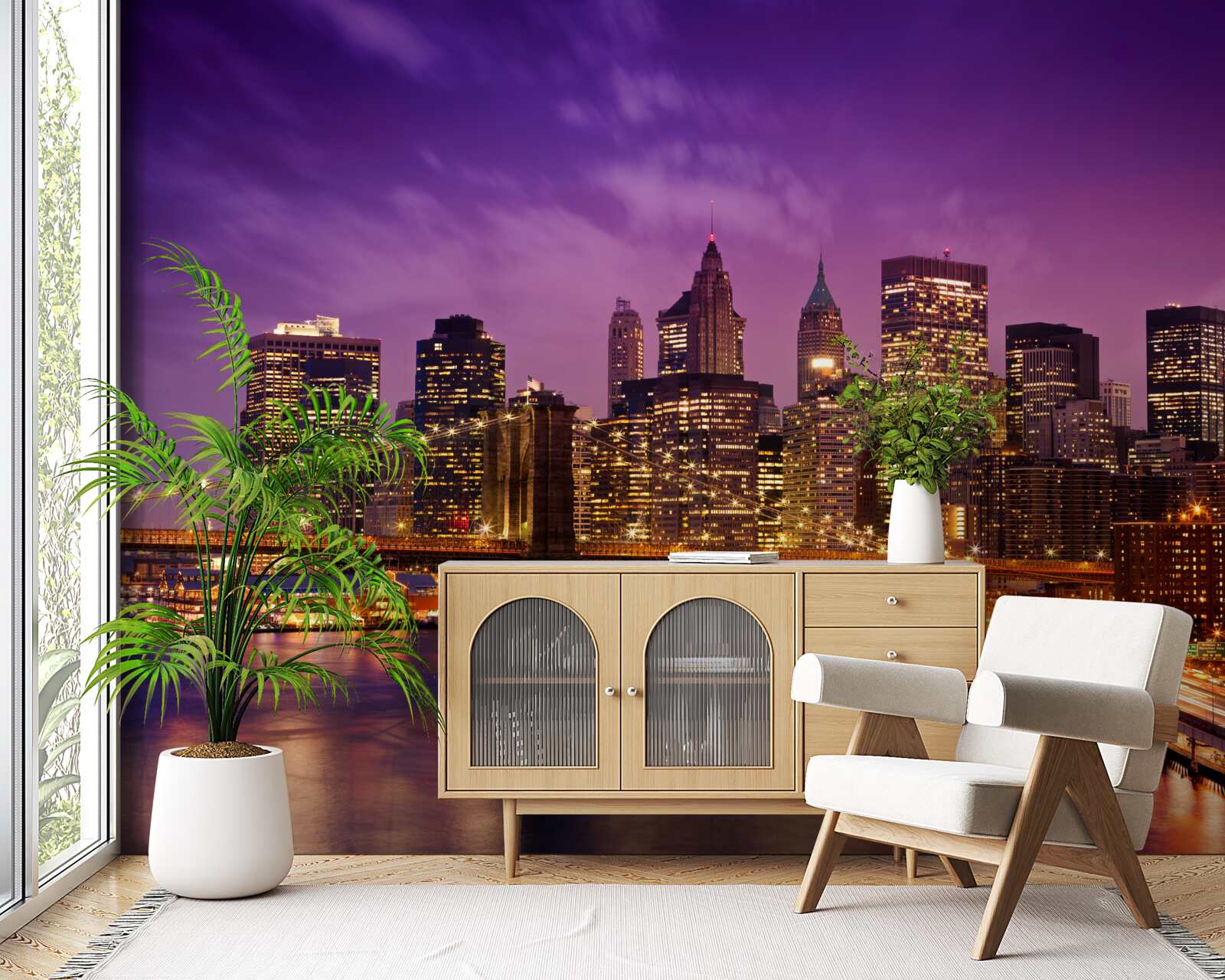 Papier peint l'horizon de new york la nuit