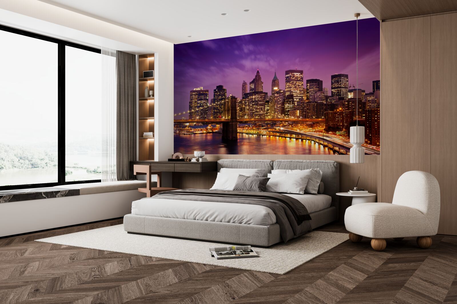 Papier peint l'horizon de new york la nuit