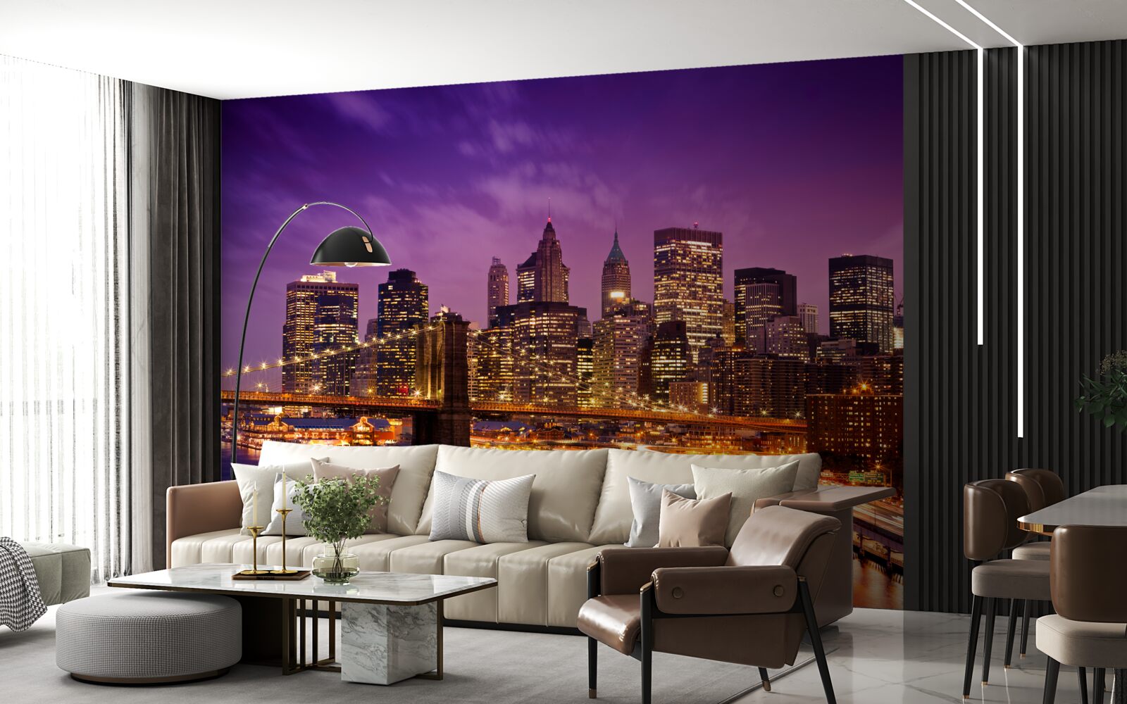 Papier peint l'horizon de new york la nuit