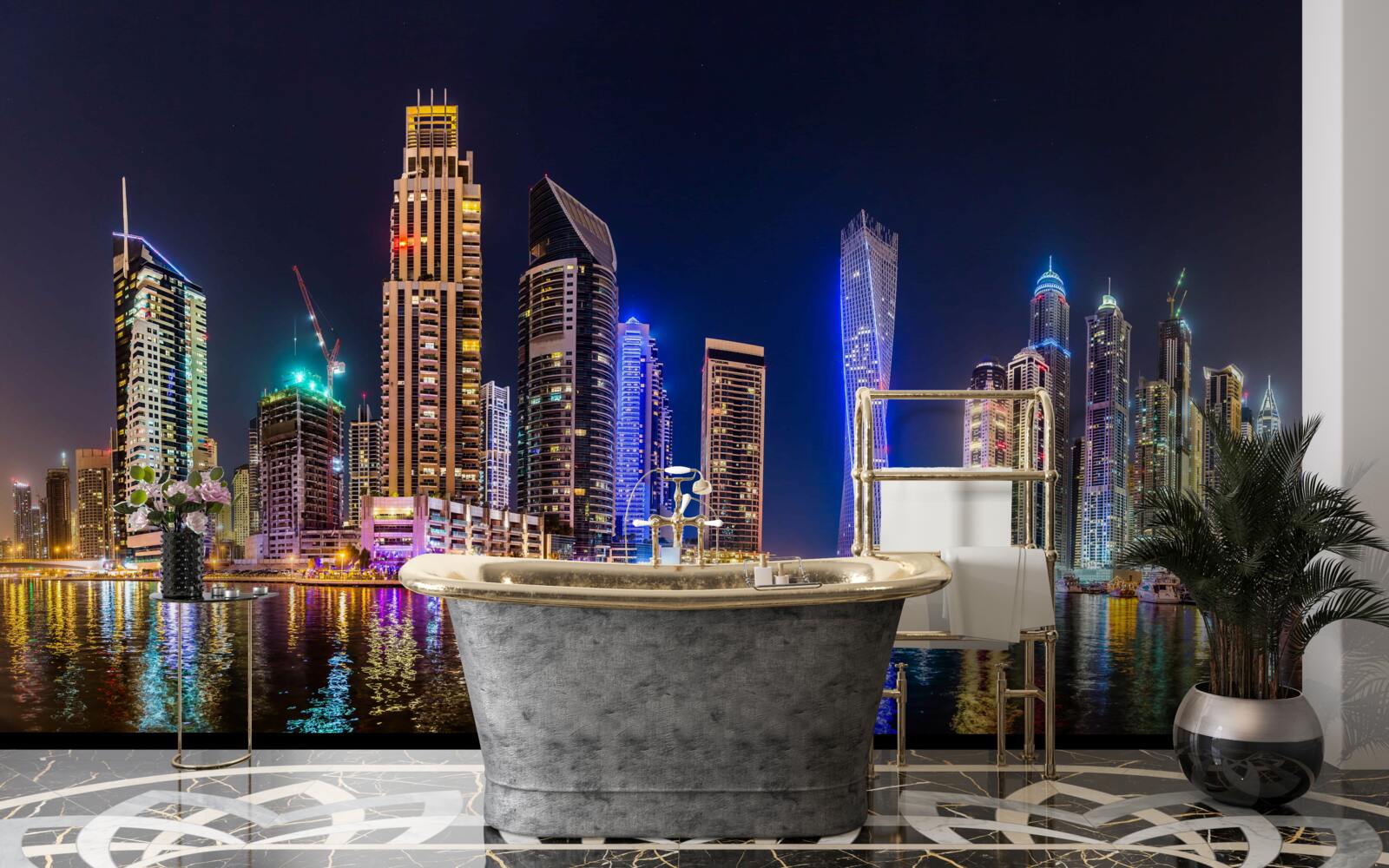Papier peint une rue nocturne fascinante à dubai
