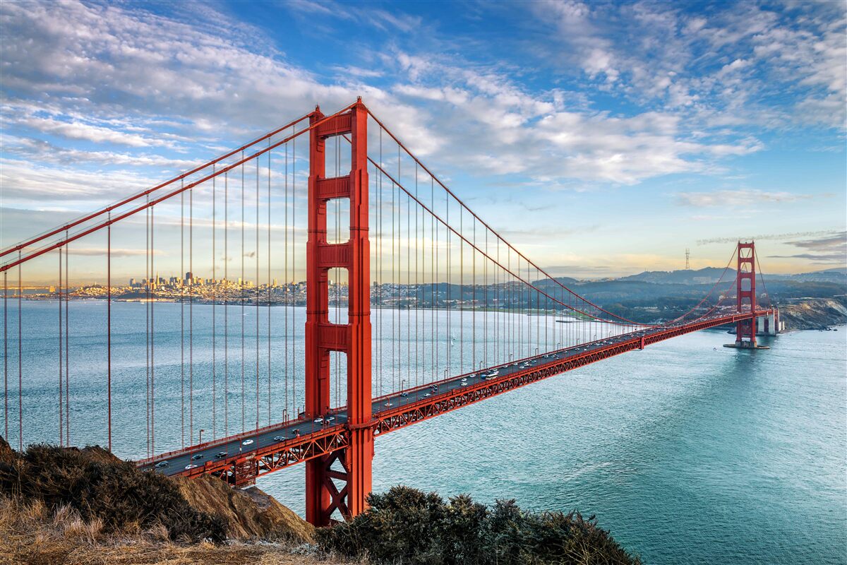 Papier peint panorama du golden gate depuis le pont