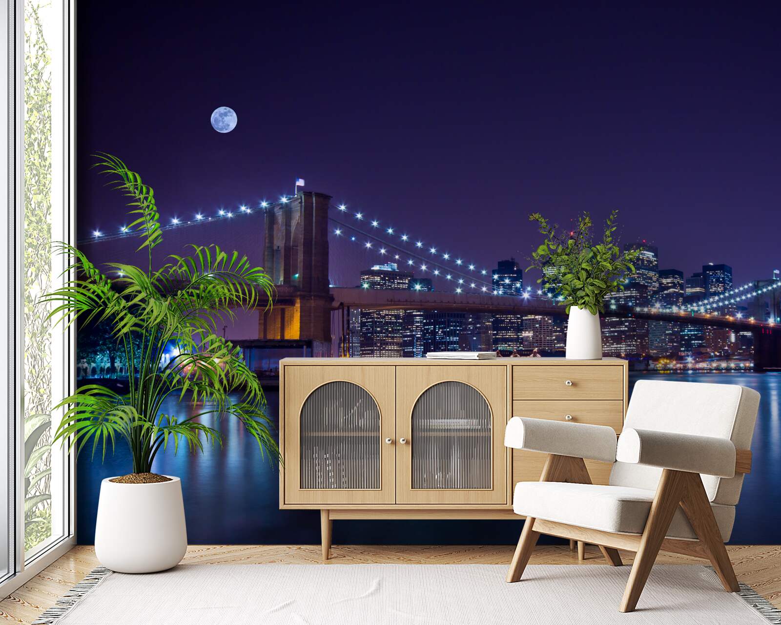 Papier peint la beauté nocturne du pont de brooklyn