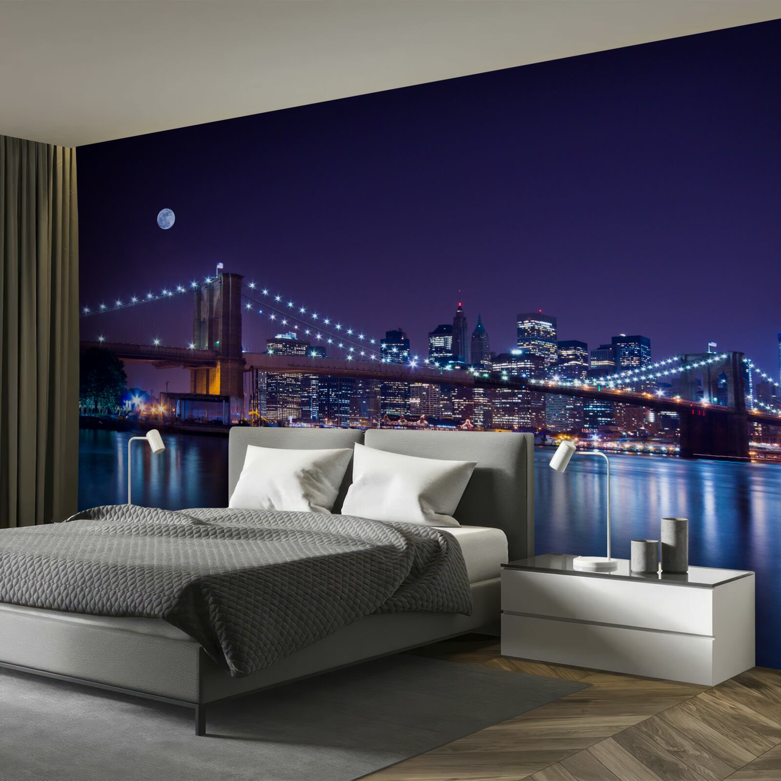 Papier peint la beauté nocturne du pont de brooklyn