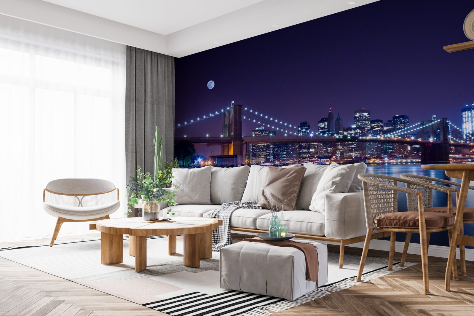 Papier peint la beauté nocturne du pont de brooklyn
